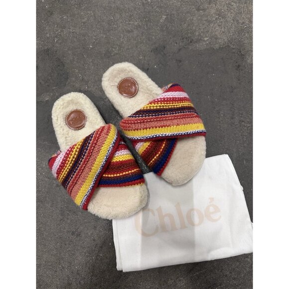 Chloe Wavy Slides Sandals Multicolor Red - Picture 2 of 7
